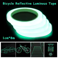 Bicycle Reflective Tape Sticker Outdoor Luminous Tapes Safety Tools DIY Riding Warning Glow Dark Night Reflective Sticker 1cm*8m