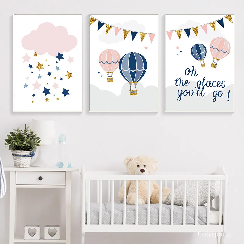 Pink-Hot-Air-Balloon-Nursery-Wall-Canvas-Painting-Posters-And-Prints-Wall-Pictures-Baby-Room-Decor (1)