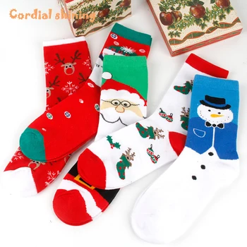 

Cordial Shining Christmas Socks Snowman Tree Sweat Coral Fleece Keep Warm Cute Comfortable New Year Home socks