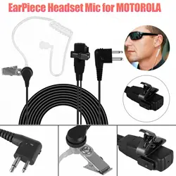 1Pcs 2 pin Headset Mic Covert Acoustic Tube Earpiece for Motorola Two Way Radios Security Agent Headsets Black