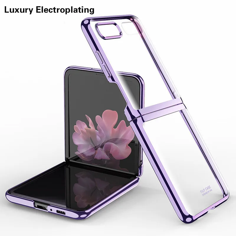 Luxury Transparent Case for Samsung Galaxy Z Flip All-inclusive Metal Edge Explosion Proof Clear Cover for Galaxy Z Flip Case