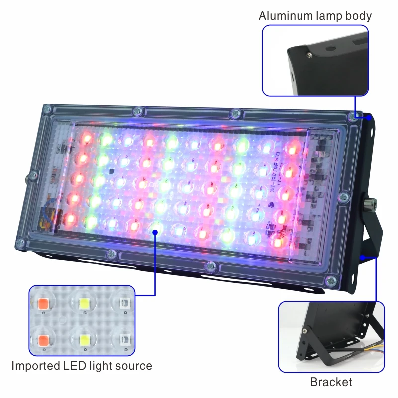 50 Вт светодиодный RGB прожектор светильник AC 220 В 230 в 240 открытый IP65