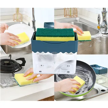 

2in1 soap dispenser and sponge kitchen cleaner Sponge Rack Soap Dispenser Kitchen cleaning supplies les fournitures de nettoyage