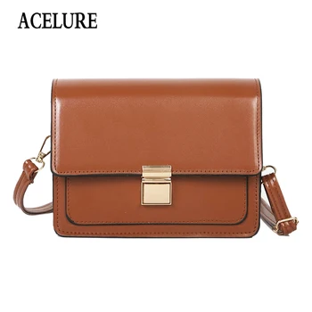 

ACELURE Solid Color PU Leather Shoulder Crossbody Bag Simple Style Women Bag Elegant Ladies All-match Fashion Shopping Purse Bag