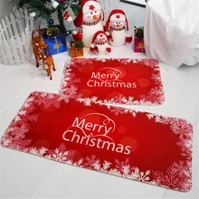 Красный Рождественский коврик, кухонный коврик, Длинные рождественские украшения для дома, милый мультяшный коврик с Санта Клаусом для двери, напольные коврики