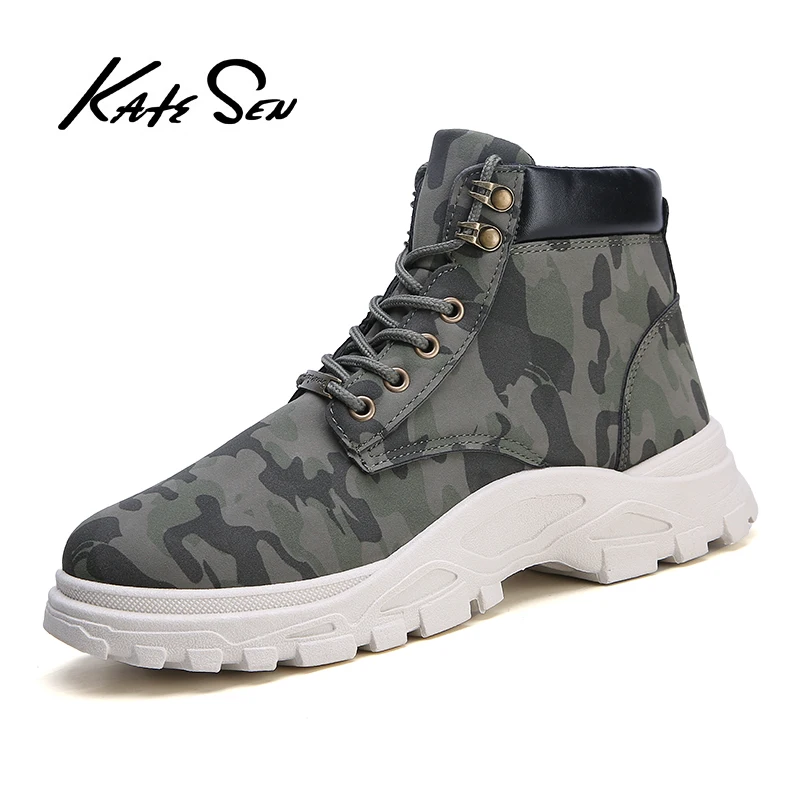 KATESN Men Shoes Warm Men Boots Camouflage Military Boots Male Shoes Adult Snow Boots Mens Winter Footwear Men western Boots