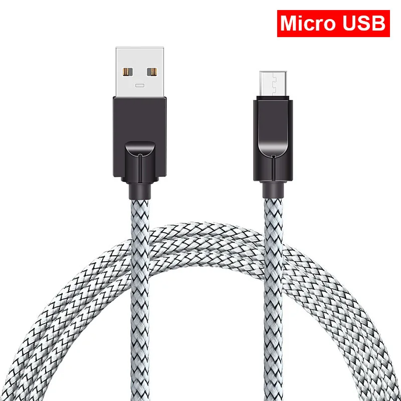 Кабель для быстрой зарядки для Micro USB кабели для мобильных телефонов 2.5A Быстрая зарядка строка данных для Android нейлоновая Передача данных USB шнур - Цвет: Белый