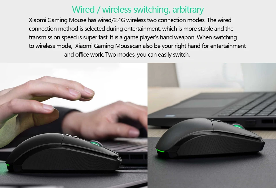 Original Xiaomi Gaming Mouse Wire Mice Gamer 32-bit ARM processor 2.4G USB Wired Dual Mode 7200DPI For Computer Notebook Gamer (5)