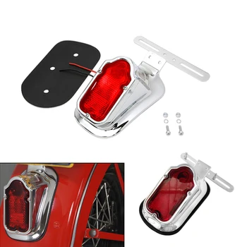 

Aluminum Motorcycle Chrome Red Tombstone Brake Tail Light Signal For Harley