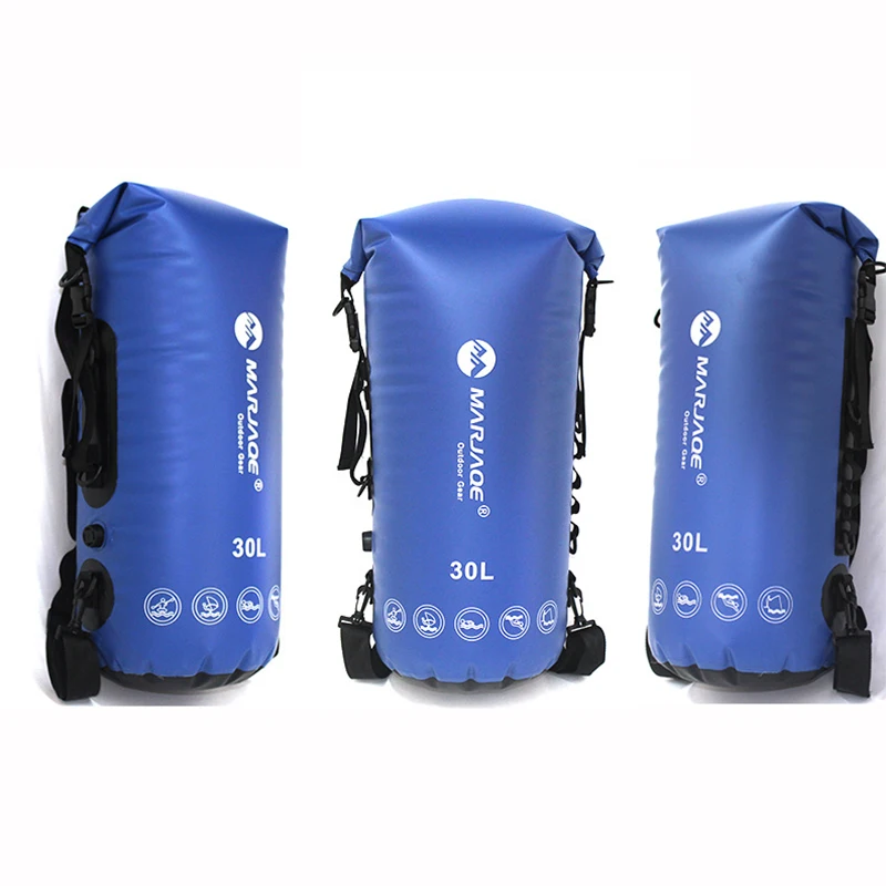 30L Trekking Dry Bag Impermeable Floating Backpack Roll Top Sail Kayak Drypak Motorcycle Drybag Bouy Bike Boat Dry Sack Deck Bag
