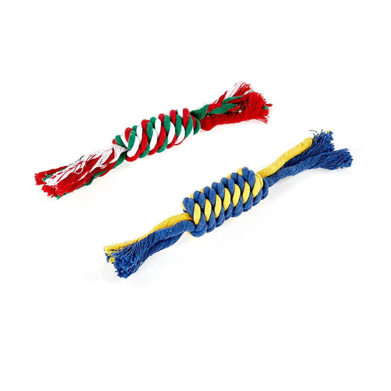 

Knotted Woven Cotton Rope Chew Toy for Medium and Small Dogs Interactive Toy for Teeth Cleaning