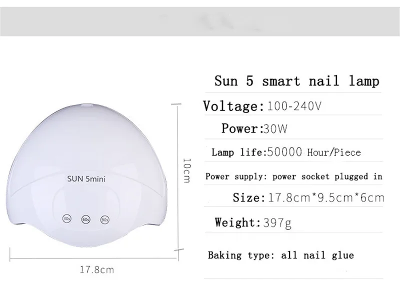 SUNX5 Mini 120W 15 Led уф лампа для ногтей-отверждение светолечение для маникюра таймер портативный маникюрный Маникюр 110-240V - Цвет: Sun 5