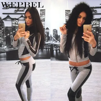 

WEPBEL Casual Tracksuit Sweatsuit Women's Fashion Activewear Sweatshirts Pullovers Fur Collar Sweaters Hoodies Pencil Pants Sets