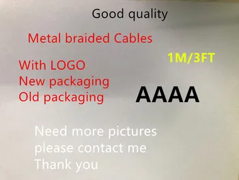 

10pcs/lot Metal braided cable Phone Charging Cable with packing 1m/3ft OD 3.0 Data USB Charger Cable with Newest Box Green Label