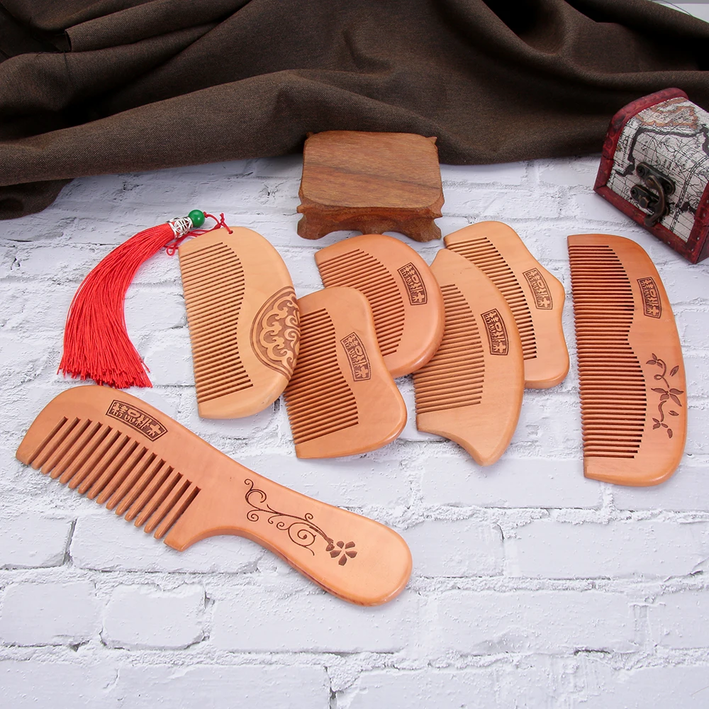 Гребень для волос ручной работы из бамбука персикового дерева 1 шт.|Расчески| |