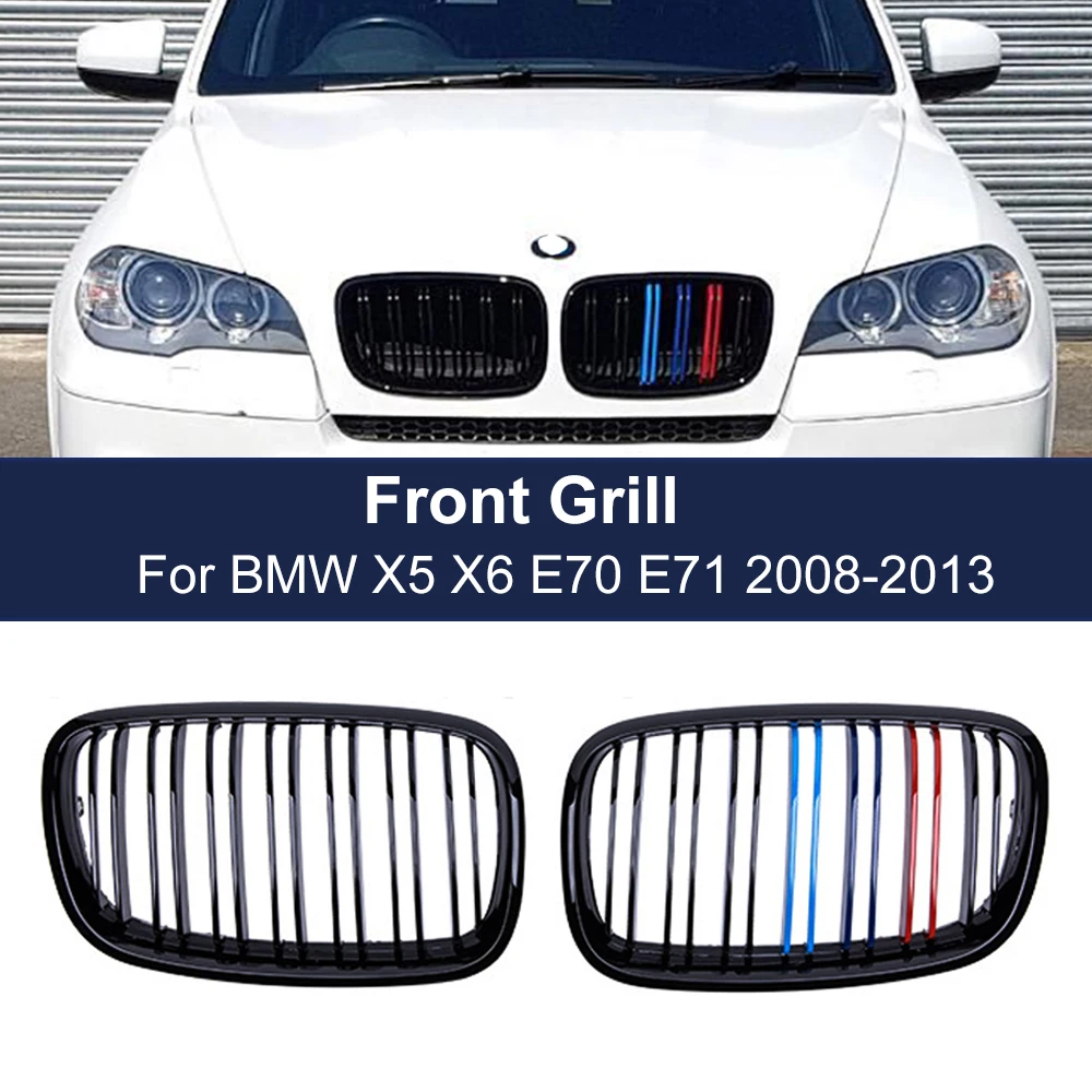 CarFrontGrillCoverTrimKidneyGrilleForBMWX5X6E70E712008