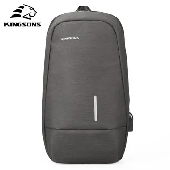 

BEAU-Kingsons USB Chest Bag Men Crossbody Bags Small Shoulder Bag For Male Bicycle Seat Sling Bag Men