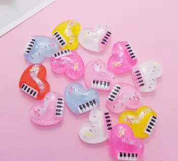

Cute Peach heart piano FlatBack Resin Cabochons Scrapbooking Crafts For Jewelry DIY Decoration