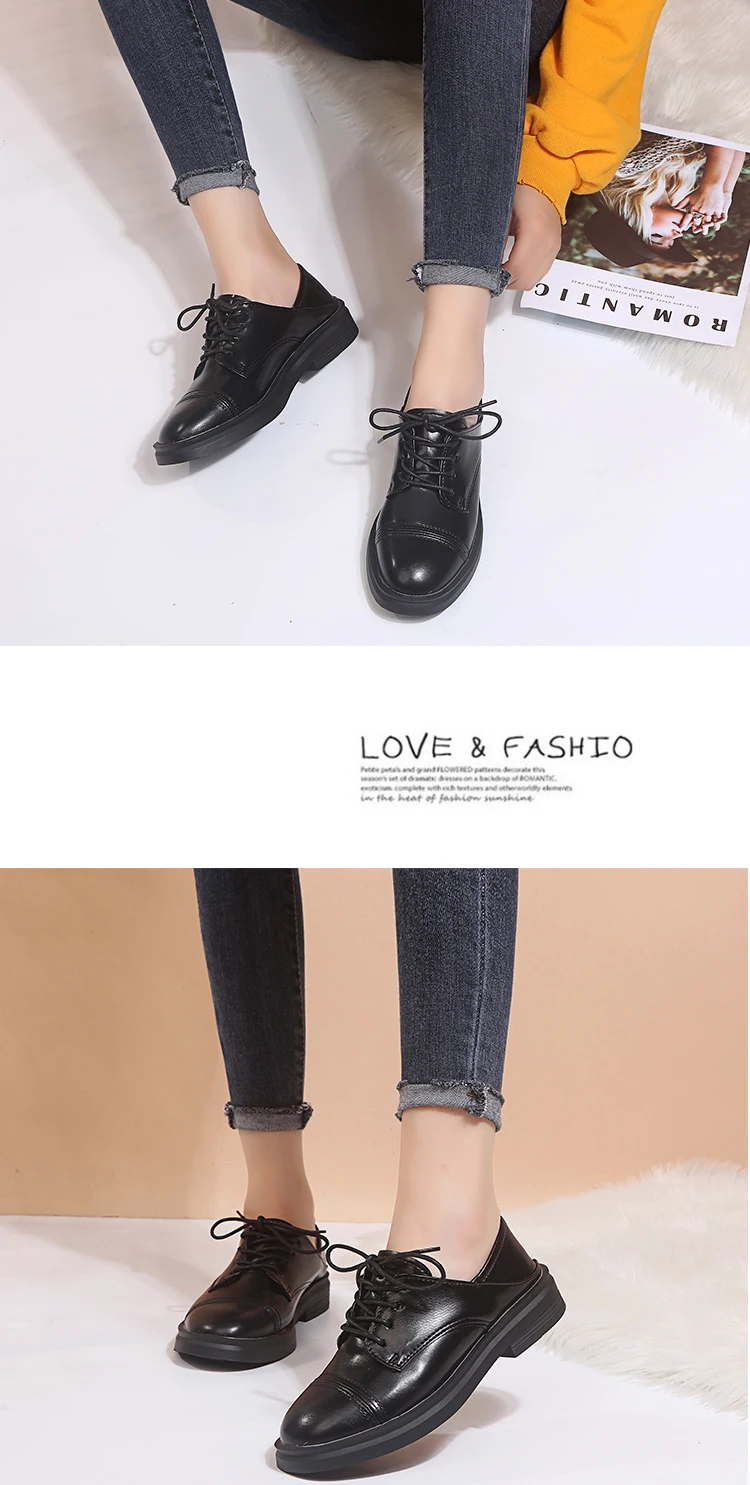 Women Casual Woman Platform Shoes Autumn Oxfords Women's Modis Shallow Mouth Round Toe Flats British Style All-Match Fall