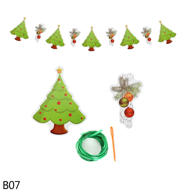 Веселое Рождественское украшение для дома Рождественская гирлянда бумажные украшения Новогодний подарок Санта-Клауса Рождественский снеговик - Цвет: B07