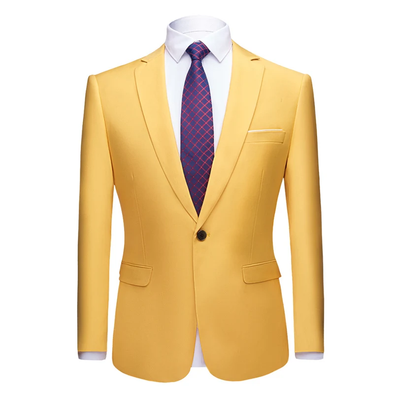 Мужской стильный цветной приталенный Повседневный Блейзер, куртка, зеленый, фиолетовый, розовый, цвет шампанского, желтый, свадебные выпускные блейзеры для мужчин Q142