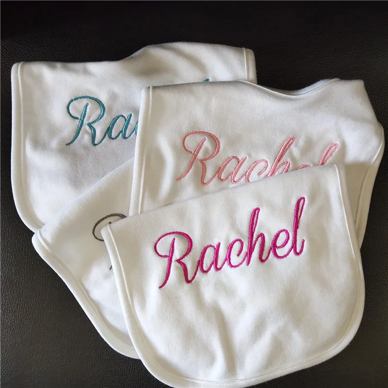 Name Personalised Baby bib 100% cotton White Plain Newborn Baby Saliva Funny Birthday Gift For Baby Anniversary shower gift