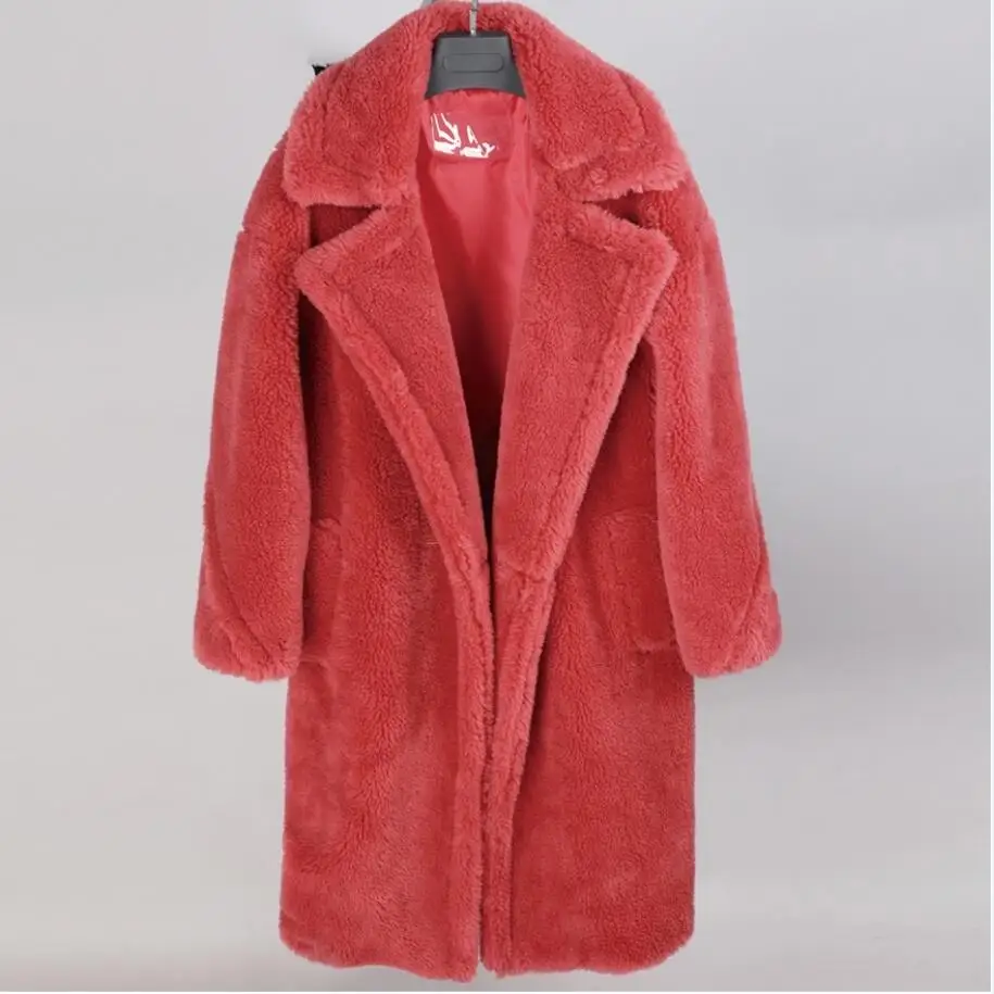 Зима пальто с мехом новая высокая мода женская плюшевый мишка икона парка X-Long негабаритное пальто толстая теплая верхняя одежда свободная одежда - Цвет: 2