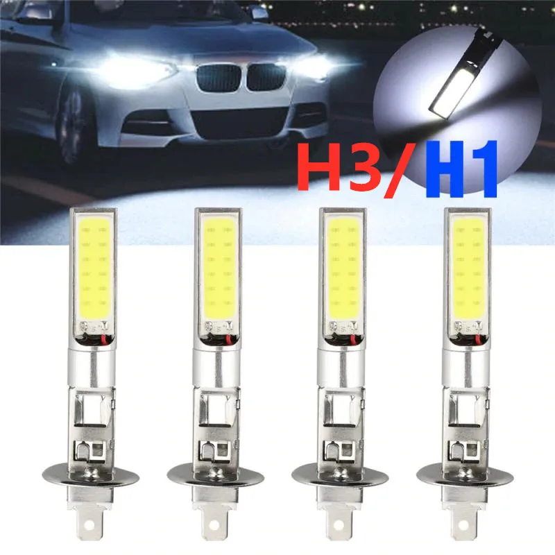 Luz LED antiniebla para coche, faro de xenón blanco Alto y Bajo, Cob, 2/4 piezas, 12V, H1/H3, 6000K, 6000LM AliExpress Automóviles y motocicletas