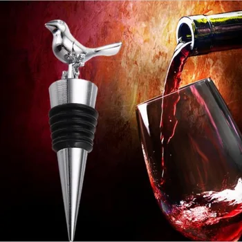 

Love Birds Design Chrome Wine Stoppers in Gift Box Baby Shower Favors Little Birdie Bottle Stopper Party Giveaways 5PCS