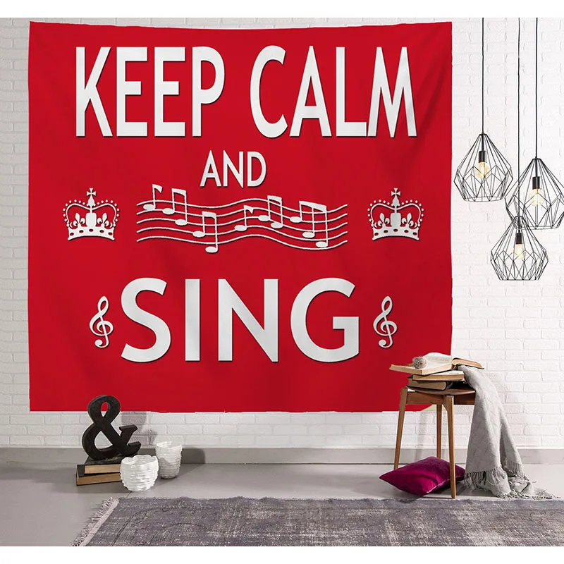 

Keep Calm&sing Music Instruments Tapestry Sleeping Pad Background Rock Wall Decor Piano Hanging Beach Rug Guitar Mat Room Decor