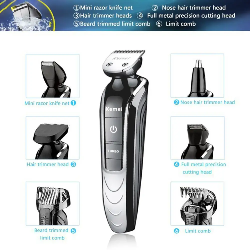 Portable Rechargeable Electric Hair Trimmer Professional 5-in-1 Multi-function Hair Clipper Beard Trimer For Men Grooming
