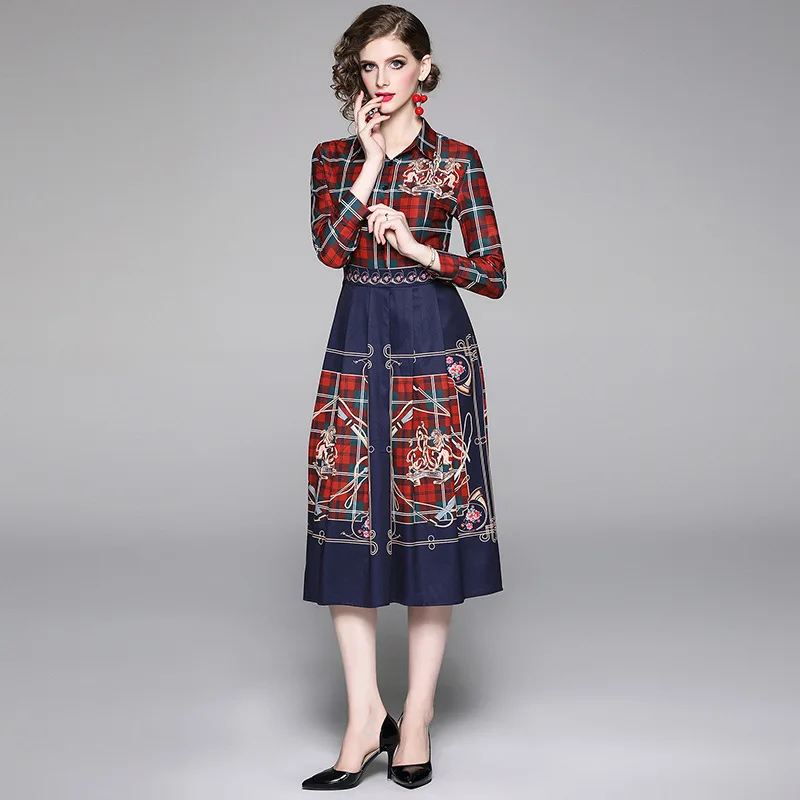 

Photo Shoot 2019 New Products Europe And America Versitile Fashion Waist Hugging Slimming Positioning Floral Printed Dress