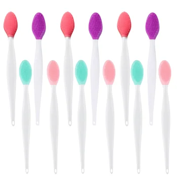 

12pcs Silicone Manual Long Handle Nose Cleaning Brushes Nasal Acne Brush Blackhead Brushes for Girls Women