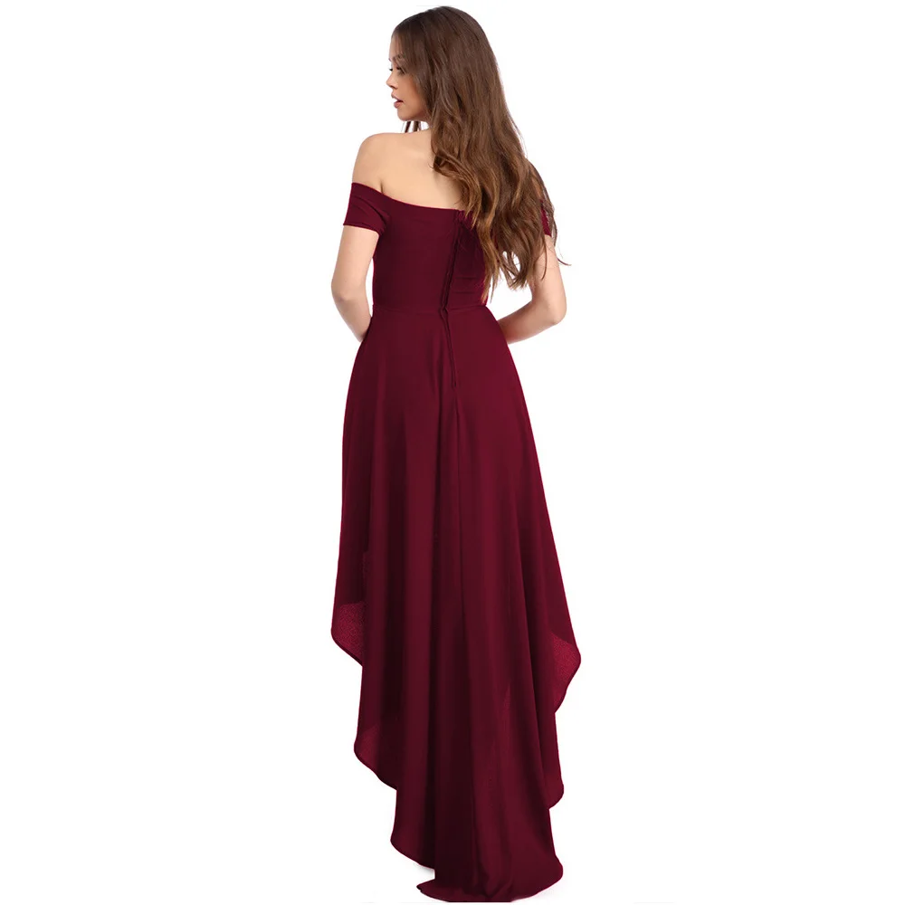 Женское Асимметричное Платье макси с открытыми плечами ТРАПЕЦИЕВИДНОЕ длинное