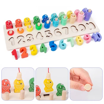 

Geometry Stacker Toddler Toy Development Digital Polygon Color Fishing Game Shape Wood Classifier Stack Educational Toy