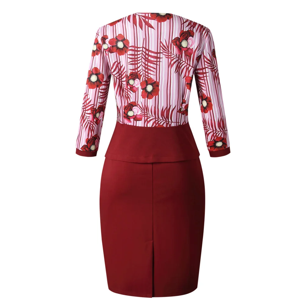 African Clothes High Quality Two Pieces Set Women Office Lady Elegant Printed Coat&Short Sleeve Bandage Pencil Dress Suits