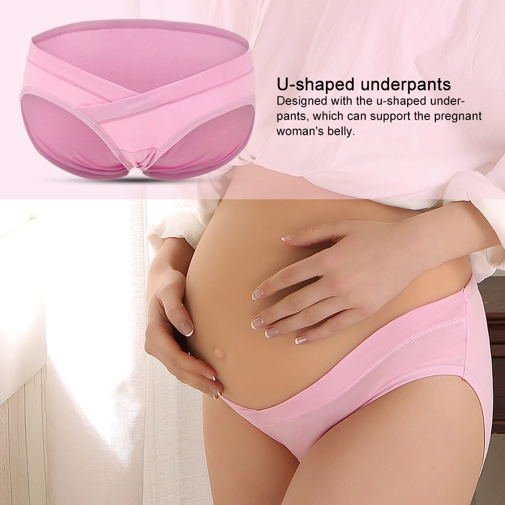 Ropa interior de maternidad baja para mujeres embarazadas, bragas de algodón transpirables con soporte para el vientre, en forma de U, bragas suaves de de maternidad| - AliExpress
