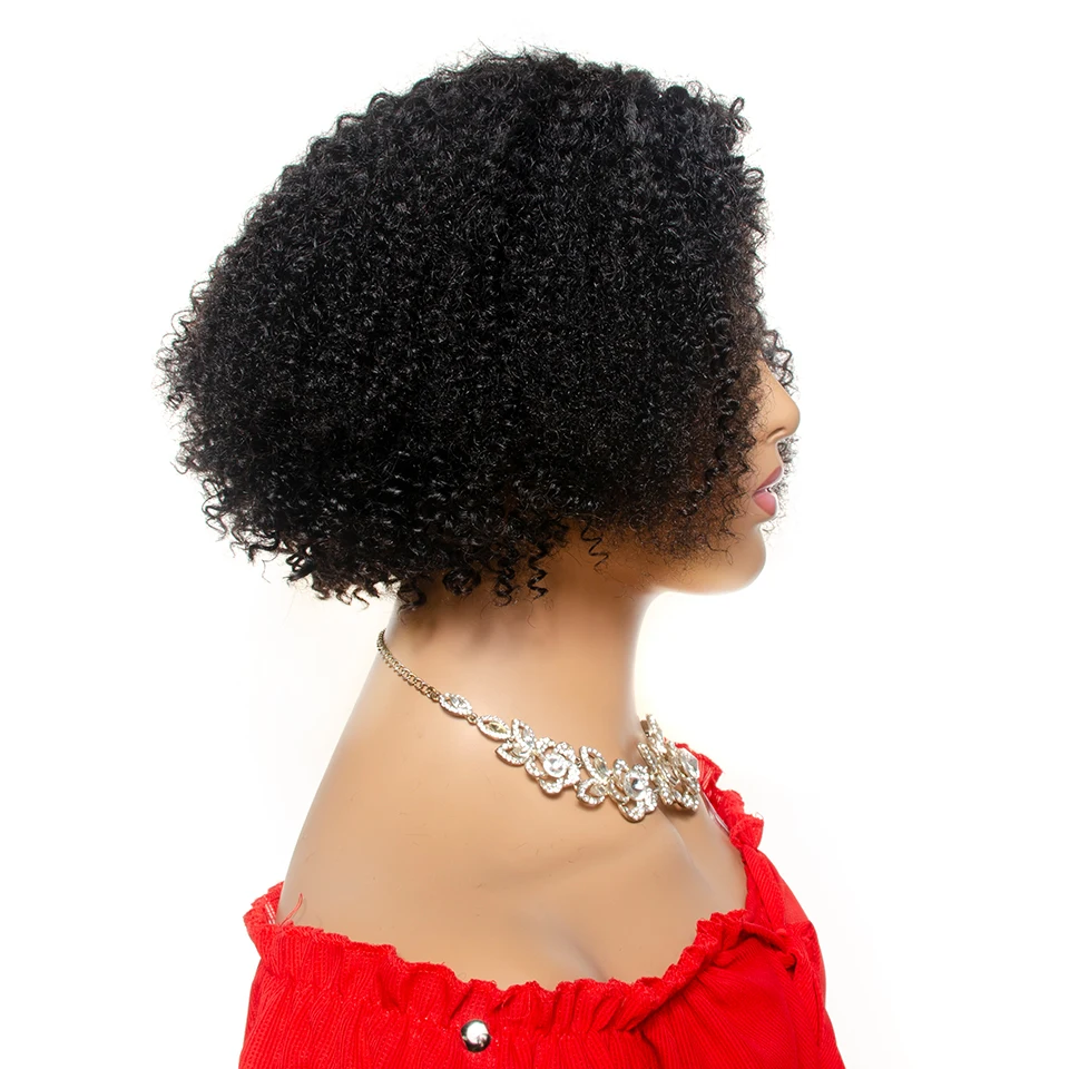 Human Hair Wigs Brazilian Afro Kinky Curly 4x4 Lace Closure Short Bob Short Pixie Cut Yepei Remy Hair