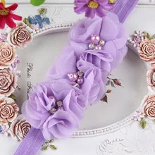 Алиэкспресс Лидер продаж поставка товаров Европа и Америка детские ленты для волос пришить шифон цветок комбинированные повязки на голове головной убор