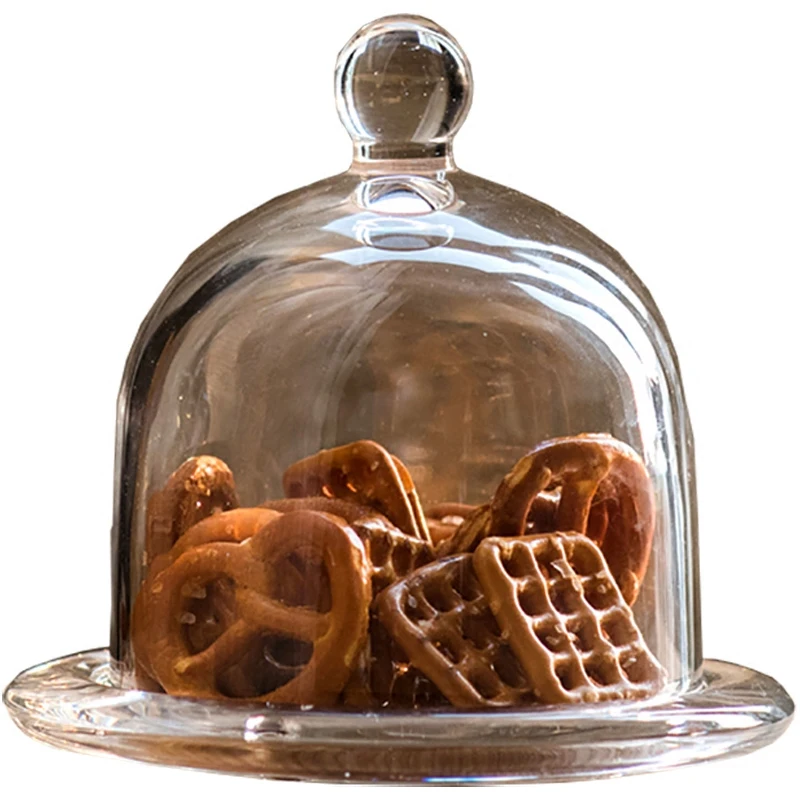 

Classical Transparent Glass Candy Jars With Lid Snack Dry Tea Storage Bottle Dessert Ice Cream Window Compartment Container