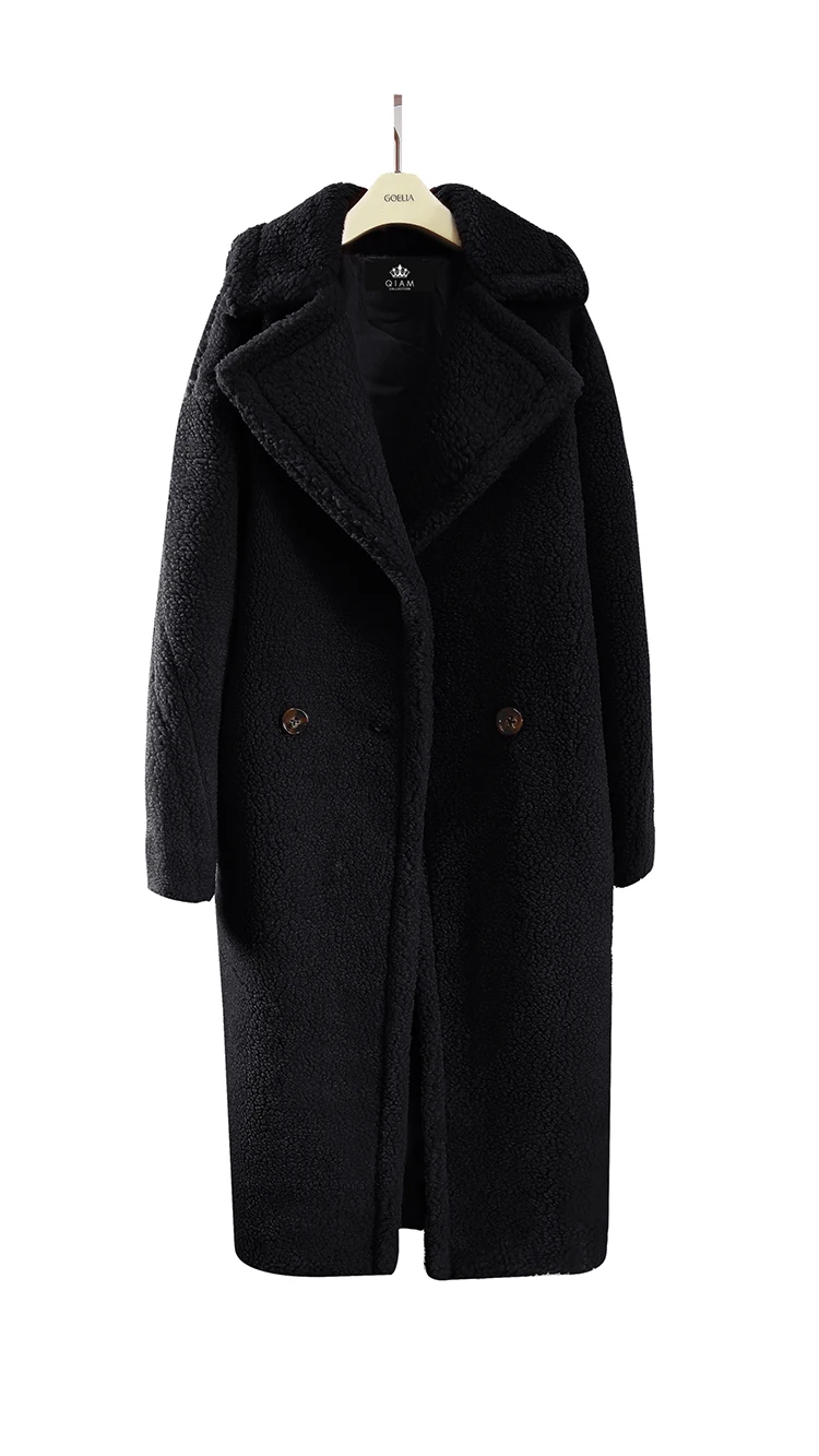 Зимнее женское пальто из искусственного меха высокого качества роскошное длинное меховое пальто Свободное толстое пальто с отворотом Большие размеры женские теплые плюшевые пальто