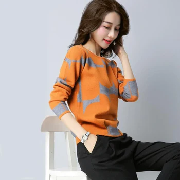 

Women Sweaters and Pullovers Autumn Winter Clothes Long sleeve Knit Bottom Sweater Loose Casual LADY Tops