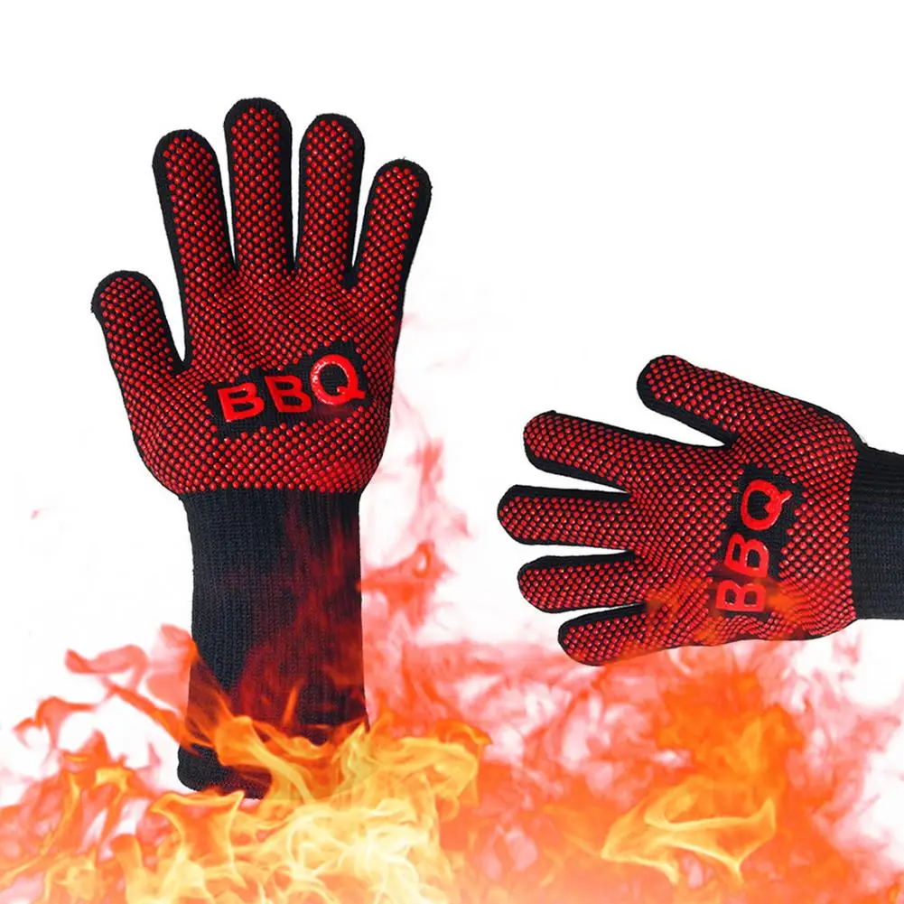 1PS BBQ Grill Gloves Heat Resistant Gloves Silicone Non-Slip Cooking Baking Barbecue Oven Fireproof BBQ Accessories
