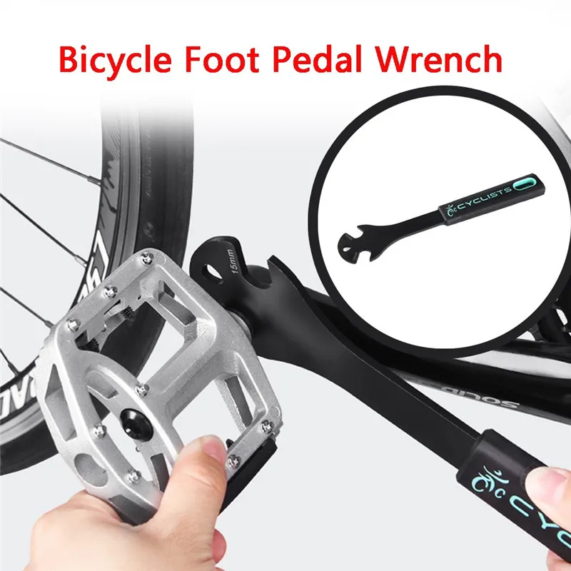 Bicycle Foot Pedal Wrench Spanner 15mm Alloy Steel Long Handle Repair