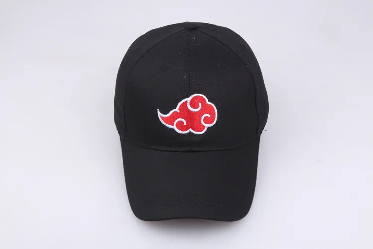 Любителей аниме логотип Akatsuki папа шляпа семья Uchiha логотип хлопок вышивка Бейсбол шапки Черная кепка с козырьком, красное облако