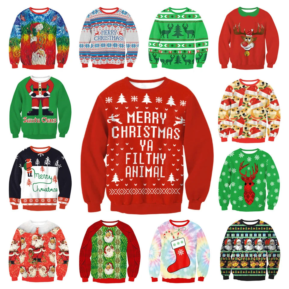 LISCN Christmas Man women Ugly Christmas Sweater Couple Watching Clothing Unisex Lovers for Men Autumn Winter New