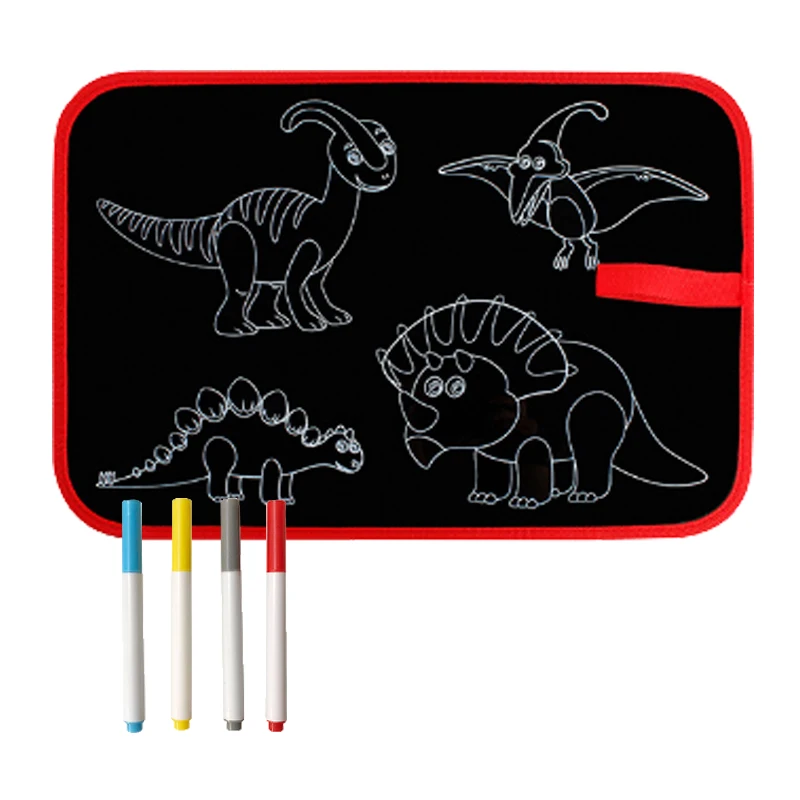 1dinosaur board 4pen 1 шт. доска для рисования динозавр инженерный автомобиль бесплатно граффити Вода Мел стираемая двойная панель детские игрушки для рисования LXX - Цвет: 1dinosaur board 4pen