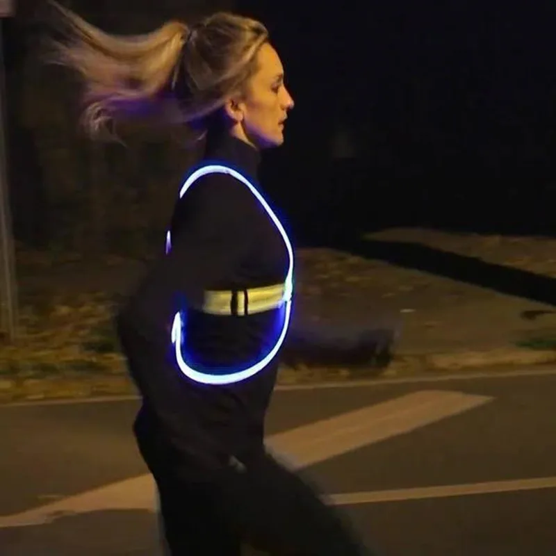 High Reflective Vest LED Flash Night Running Cycling Driving Riding Safety Vest Outdoor Activities Light Up Security Work Wear