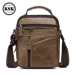 Мужская сумка из натуральной кожи сумка-мессенджер на ремне сумка сумки на плечо для мужчин модные Лоскутные сумки через плечо Роскошная сумочка KSK - Цвет: coffee 3106