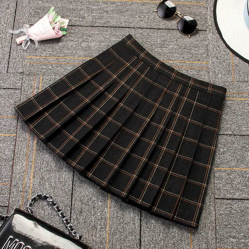 

2020 Elastic Waist A- line Dress Korean Style Mini Skirt New Women's Autumn and Winter Woolen Skirt High Waist Pleated Skirt